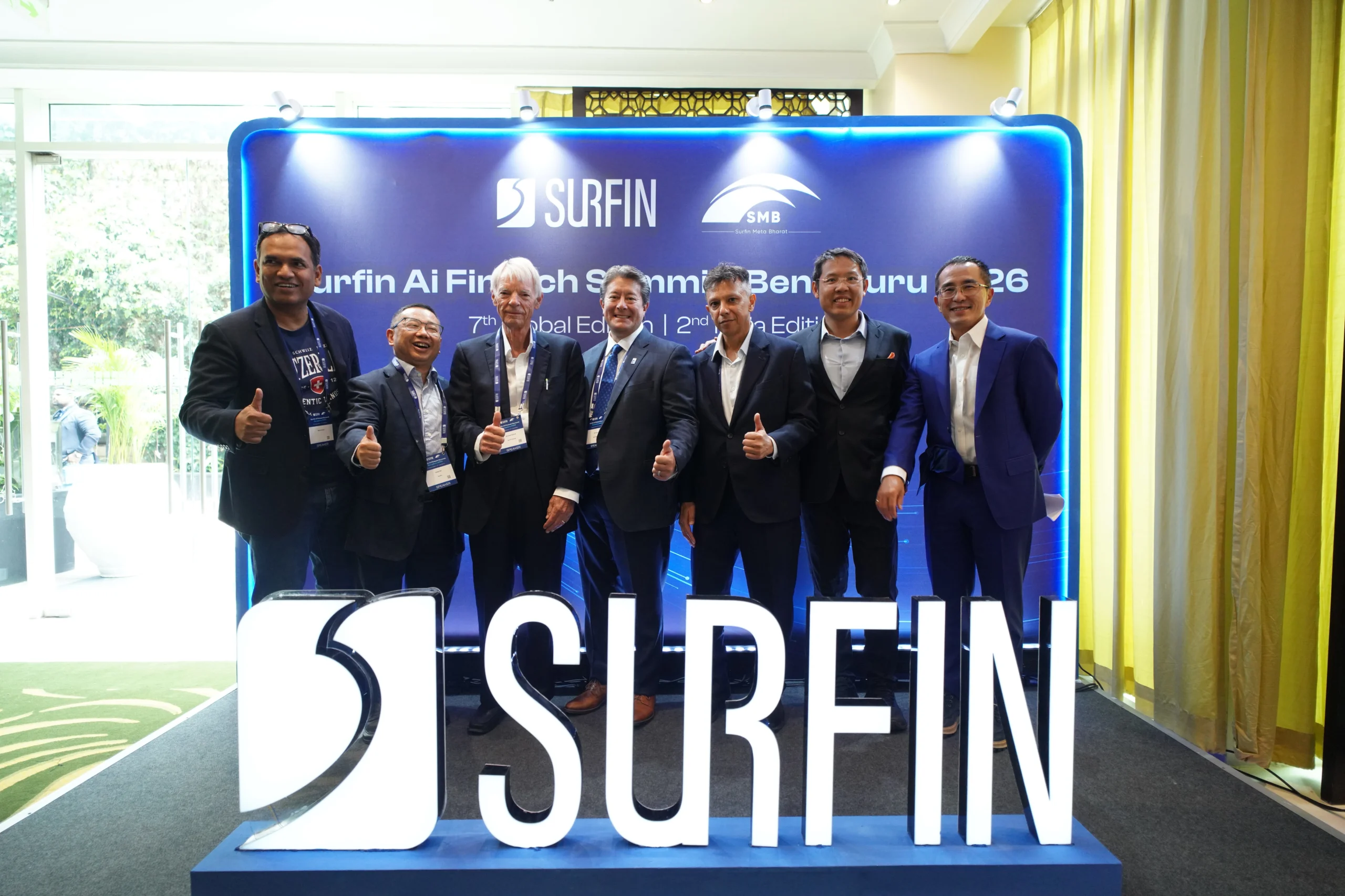 Surfin leadership team on stage at the Surfin AI Fintech Summit